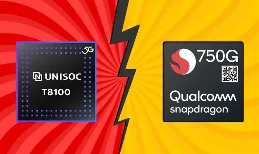Chip Unisoc T8100 và chip Snapdragon 750G