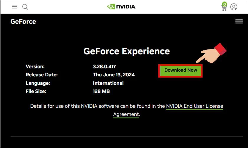 Sử dụng phần mềm NVIDIA GeForce Experience để cập nhật driver