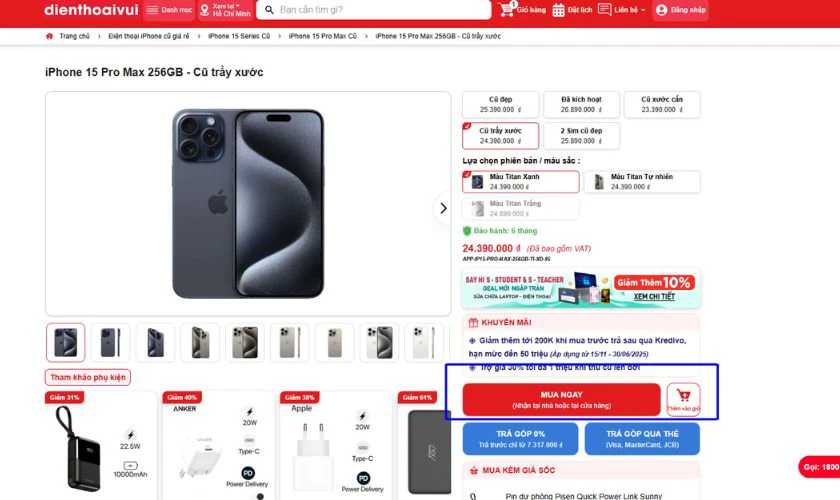 Cách thanh toán Shopeepay trên website Điện Thoại Vui