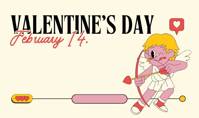 Background Valentine 14/2 chủ đề thần Cupid rõ nét