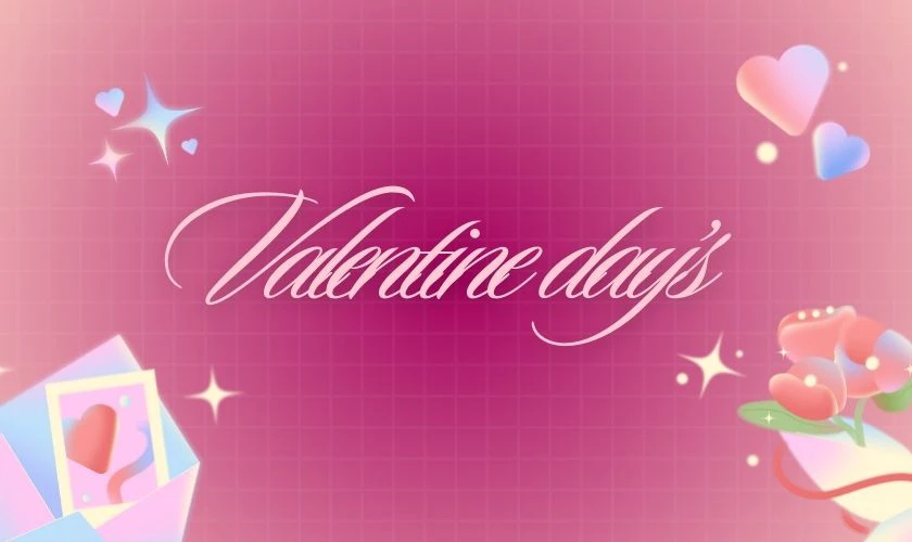 Background Valentine 14/2 lấp lánh tone hồng