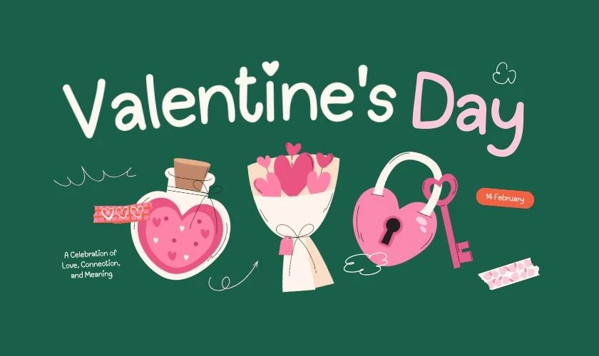 Background Valentine 14/2 chủ đề tình yêu tone xanh lá