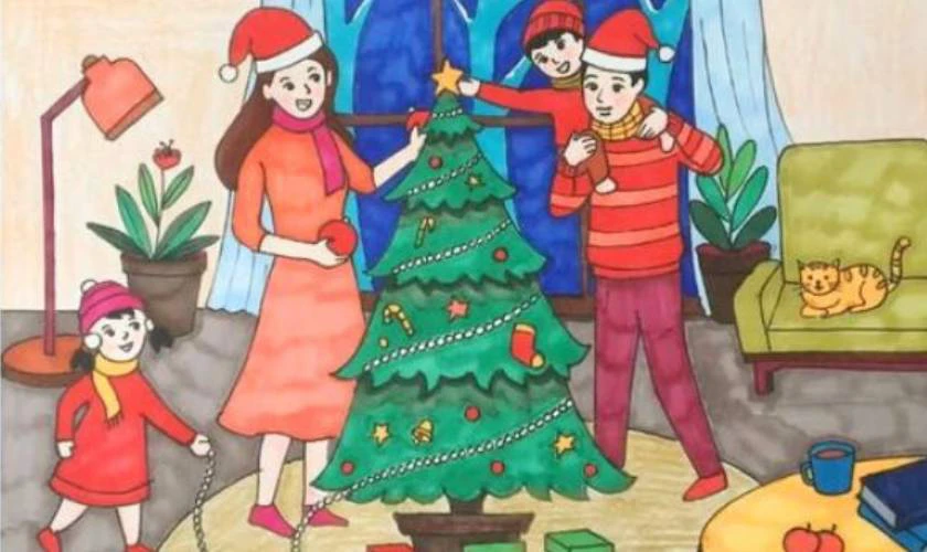 Tranh vẽ Noel ấn tượng