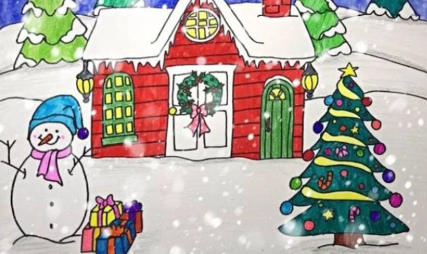 Tranh vẽ Noel có tuyết