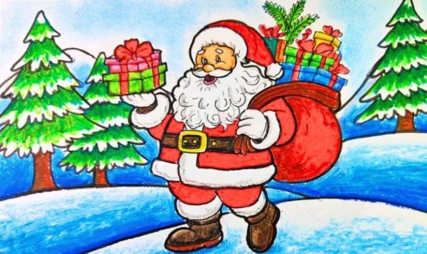 Tranh vẽ Noel có ông già noel