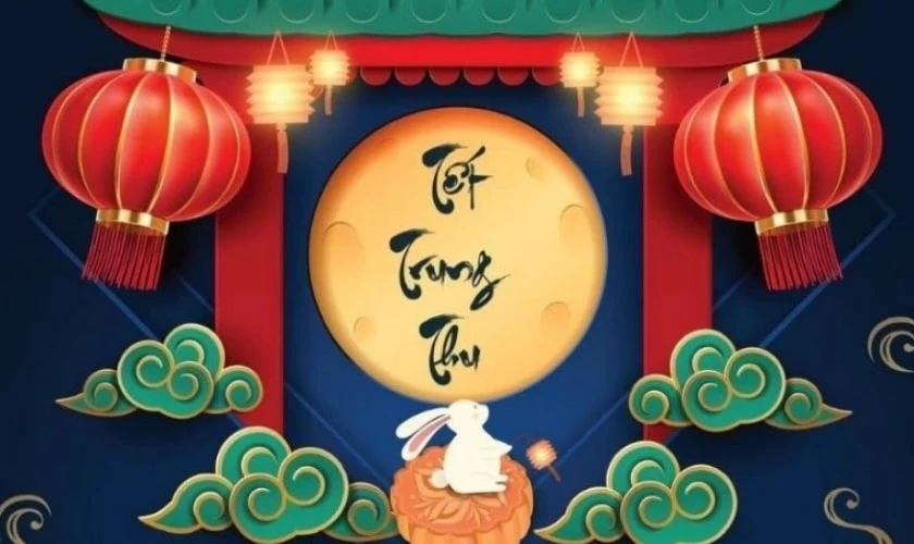 Vẽ thiệp trung thu chủ đề cung trăng đơn giản