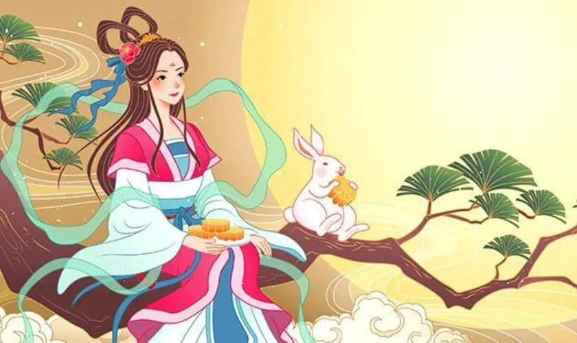 Vẽ thiệp trung thu chủ đề chị Hằng nghệ thuật
