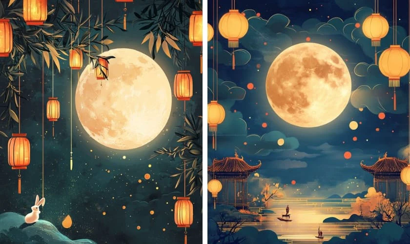 Mẫu vẽ thiệp trung thu đẹp