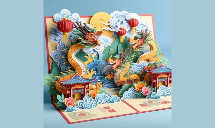 Trang trí thiệp trung thu 3D