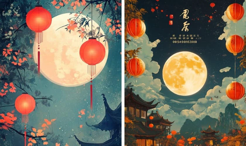 Mẫu vẽ thiệp trung thu đẹp mới