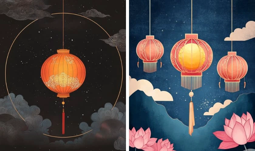 Mẫu vẽ thiệp trung thu đẹp ấn tượng