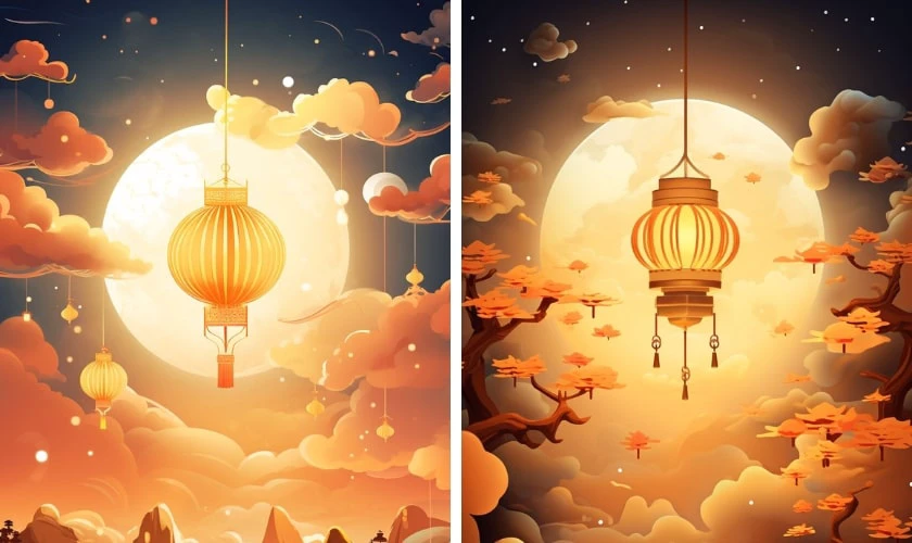 Mẫu vẽ thiệp trung thu đẹp 3D