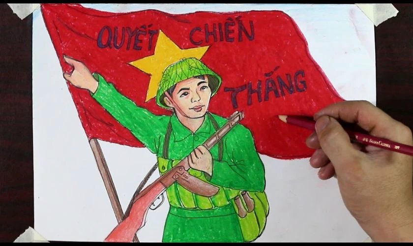 Vẽ tranh 2/9 chủ đề lá cờ Việt Nam