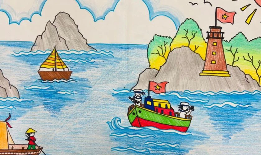 Vẽ tranh ngày 2/9 về biển đảo Việt Nam