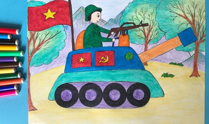 Vẽ xe tăng 2/9 đơn giản nhất