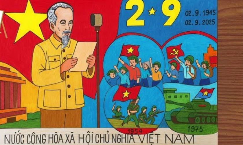 Tranh cổ động 2/9 đẹp