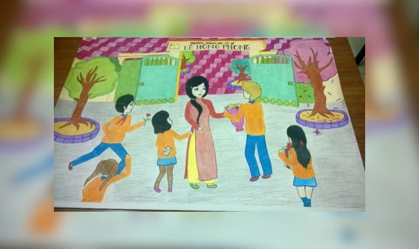 Tranh vẽ 20/10 tặng cô giáo
