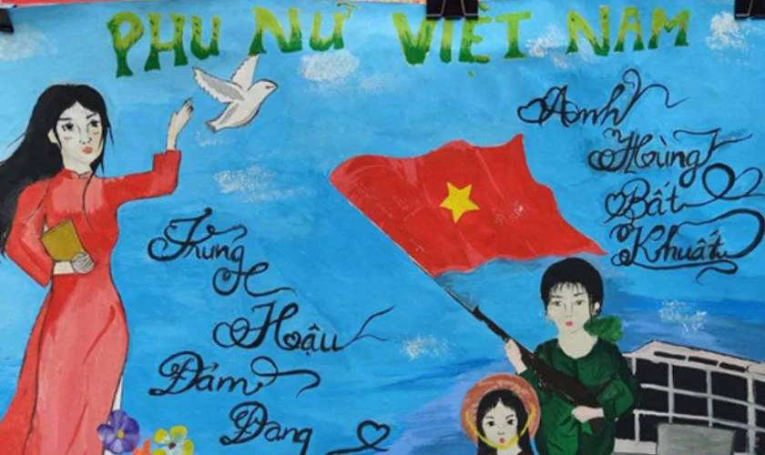 Mẫu vẽ tranh 20/10 tri ân