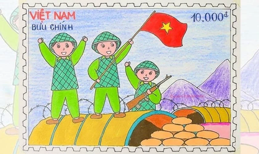 Ảnh tem về các chú bộ đội