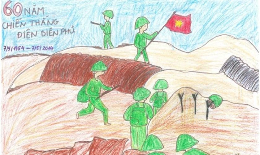 Vẽ tranh chiến thắng điện biên phủ trên giấy a3 lớp 3