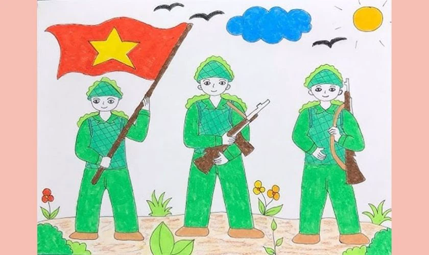 Vẽ tranh bội đội đẹp, ấn tượng