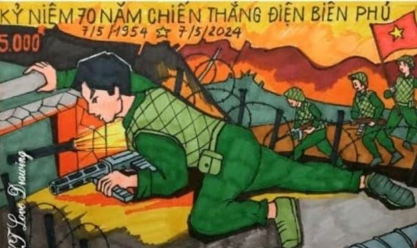 Tác phẩm nghệ thuật vẽ pháo binh vượt đèo, băng rừng