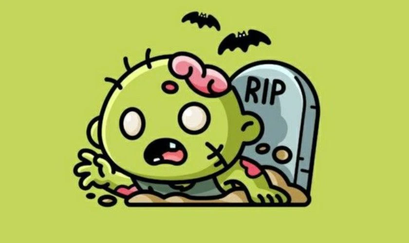 Vẽ tranh Halloween chủ đề Cương thi màu xanh