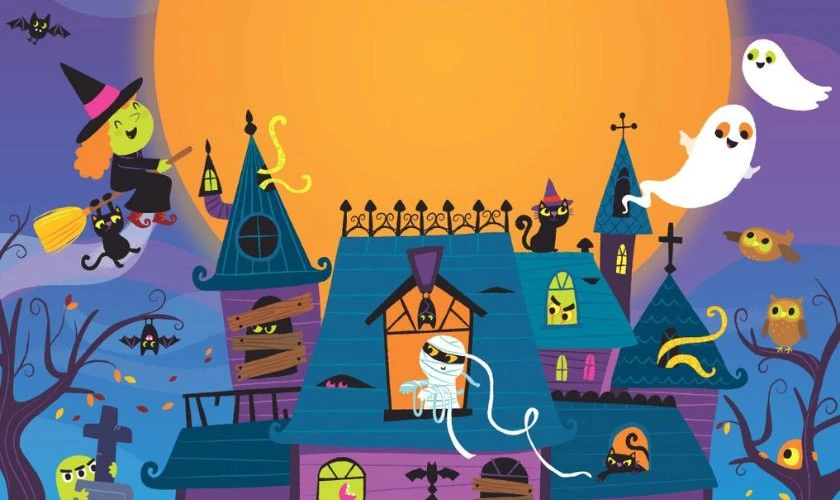 Vẽ tranh Halloween chủ đề vô diện đầy màu sắc