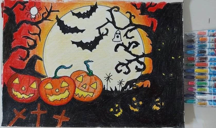 Cách vẽ tranh Halloween đơn giản mà đẹp 2025