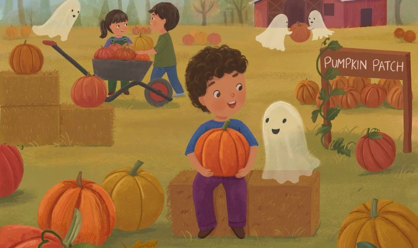 Vẽ tranh Halloween chủ đề bí ngô tone cam vàng