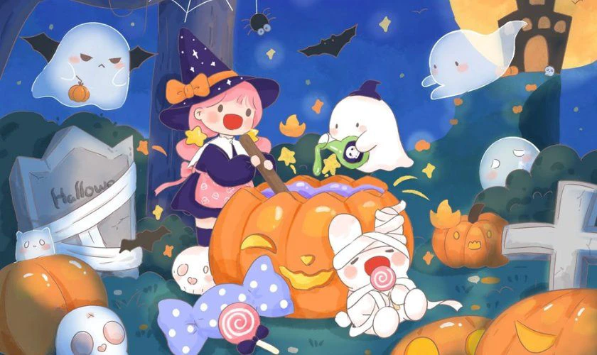 Vẽ tranh Halloween chủ đề bí ngô