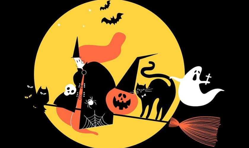 Vẽ tranh Halloween chủ đề phù thủy