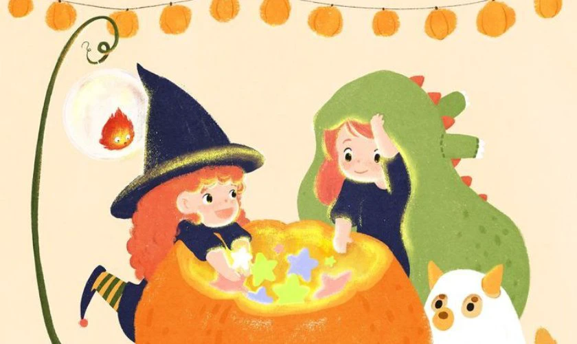 Vẽ tranh Halloween chủ đề phù thủy cực đẹp