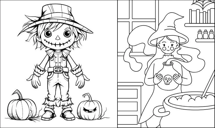 Mẫu tranh tô màu Halloween cho bé