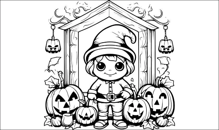 Mẫu tranh tô màu Halloween dễ thương
