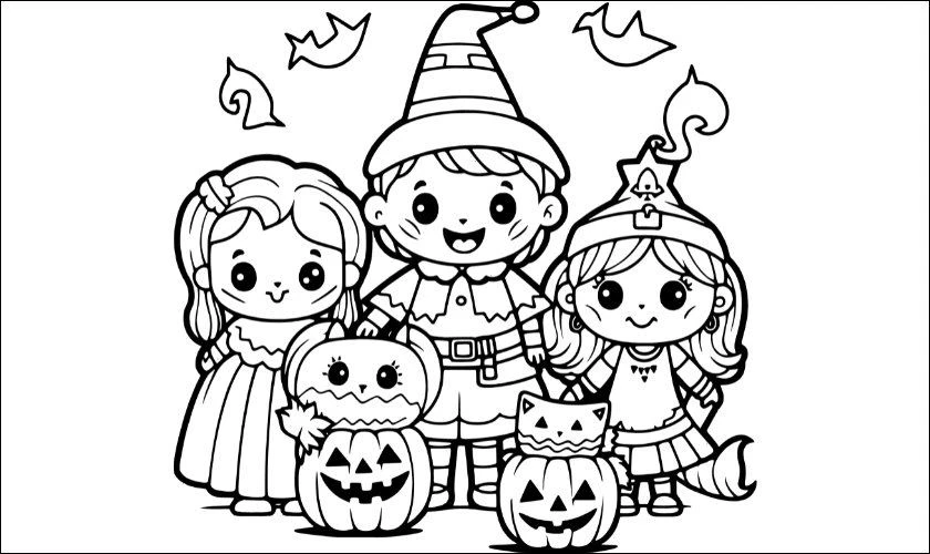Mẫu tranh tô màu Halloween đơn giản