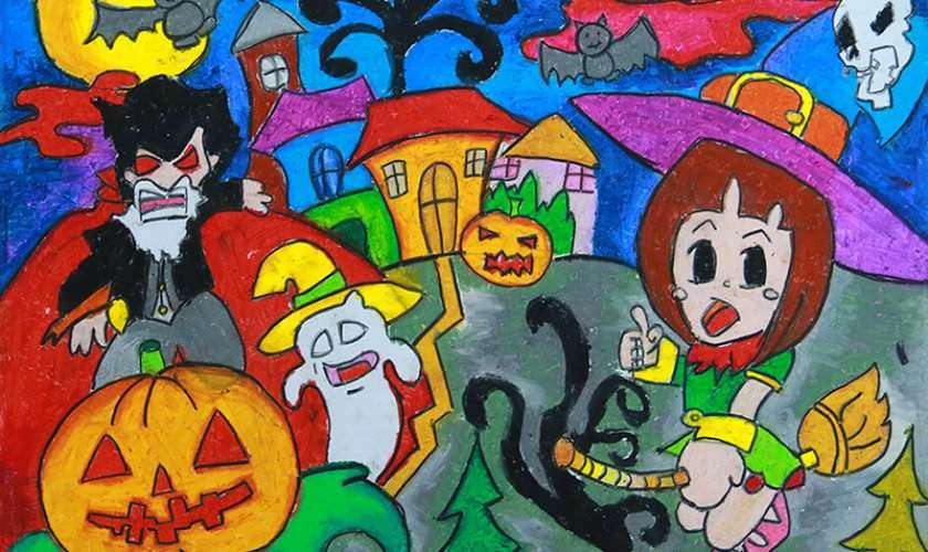 Mẫu vẽ tranh Halloween đơn giản, ấn tượng 2025