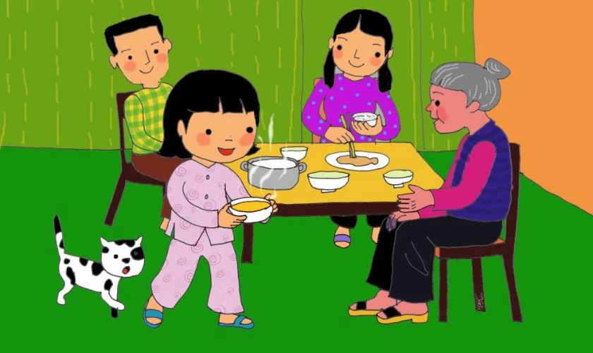 Gia đình quây quần bên nhau