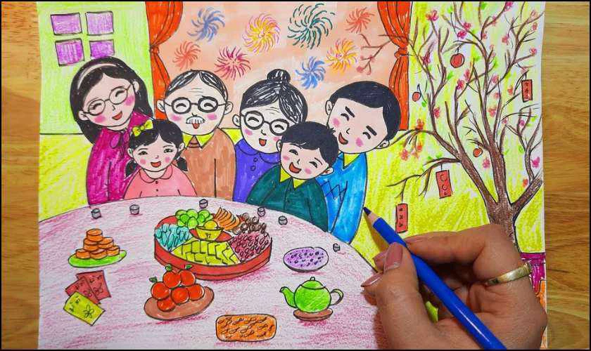 Tranh vẽ ngày Quốc tế Hạnh phúc 20/3/2025 về gia đình
