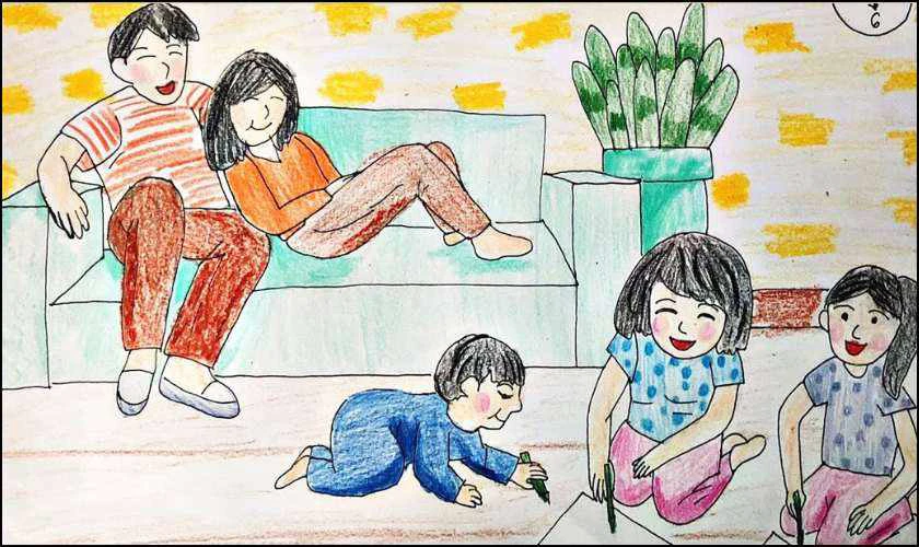 Vẽ tranh ngày Quốc tế Hạnh phúc tổ ấm hạnh phúc