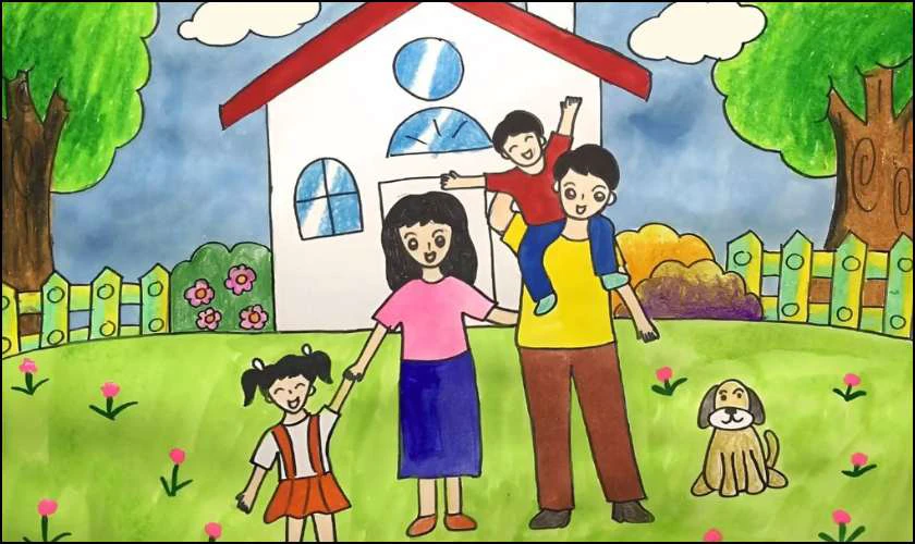 Vẽ tranh ngày Quốc tế Hạnh phúc về gia đình