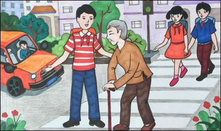 Vẽ tranh ngày Quốc tế Hạnh phúc bà cháu