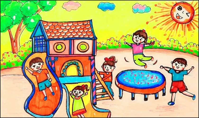 Những đứa trẻ chơi cầu tuột