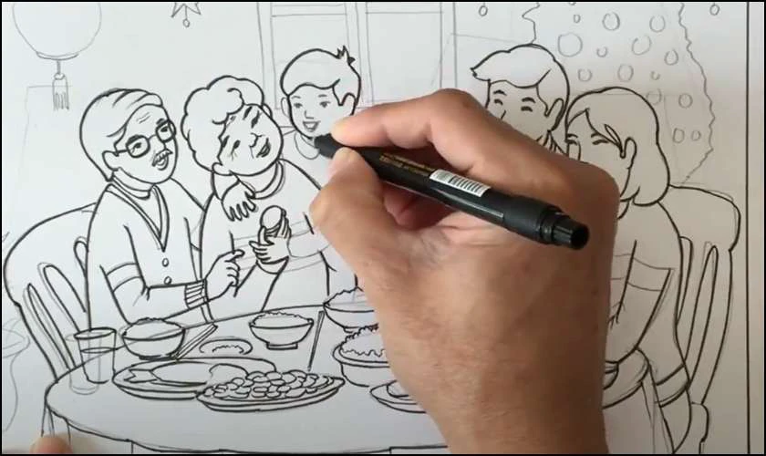 Viền lại tranh bằng bút lông