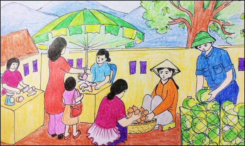 Tranh vẽ ngày Quốc tế Hạnh phúc 20/3/2025 về cuộc sống
