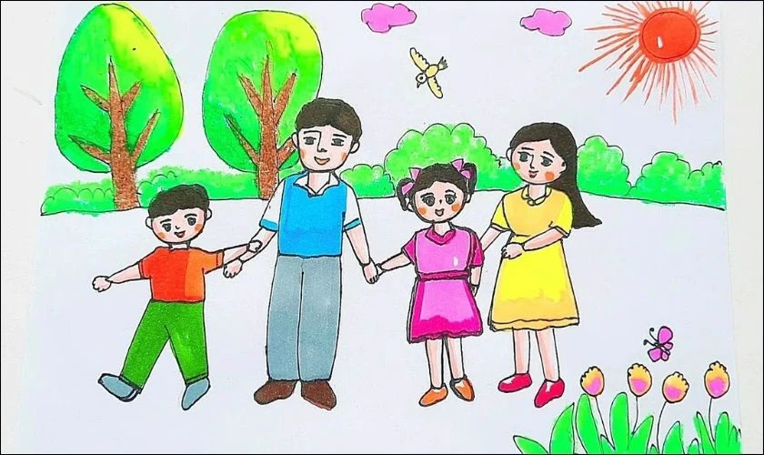 Tranh 1/6 chủ đề gia đình