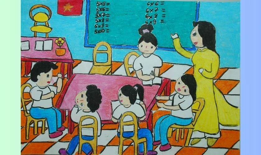 Vẽ tranh Quốc tế thiếu nhi chủ đề thầy cô