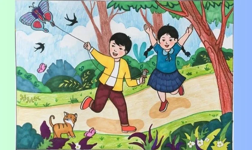 Tranh Quốc tế thiếu nhi chủ đề bạn bè