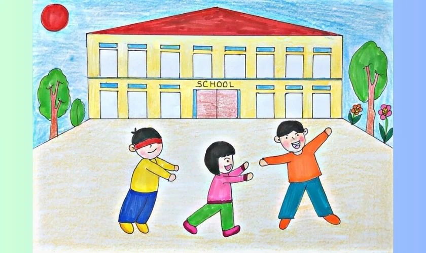 Vẽ tranh 1/6 chủ đề trường học