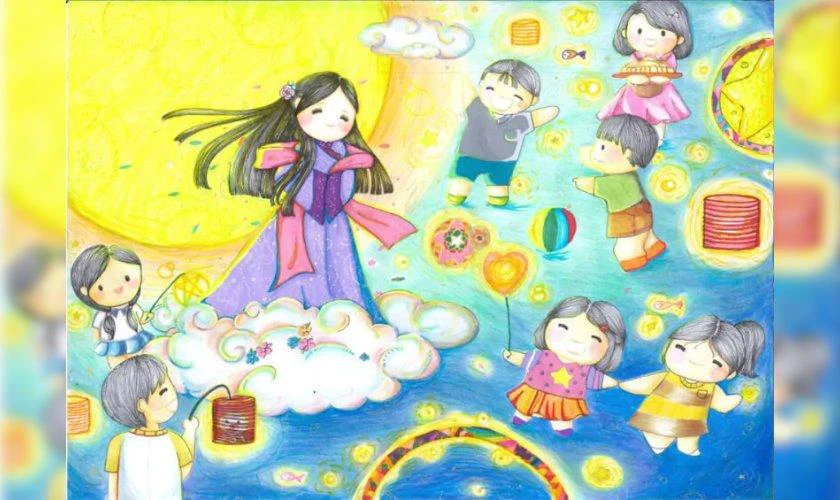 Mẫu vẽ tranh trung thu cho học sinh lớp 6